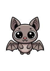Obraz premium Adorable cartoon bat illustration with large eyes, wings, and a cute expression, perfect for Halloween or children's designs