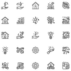 Operational efficiency line editable icon set, Editable stroke, Vector illustration, Minimalist line-art icon set, black outline style, thin clean stroke, modern flat design. Icons representing busine