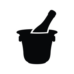 Elegant silhouette of a chilled champagne bottle in an ice bucket, celebrations