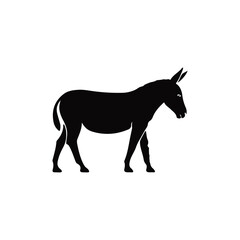 Silhouette of a Donkey Vector Illustration with Simple Animal Design, Donkey Silhouette Vector Art, Simple Donkey Outline Illustration, Black Donkey Silhouette Graphics, Domestic Donkey Silhouette, 