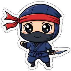 Fototapeta premium Cute Chibi Ninja Character Holding a Kunai