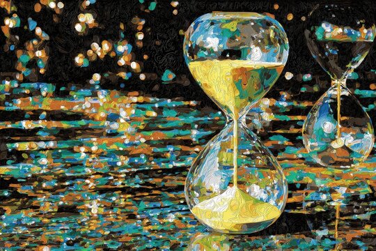 Colorful Hourglass On Dark Background