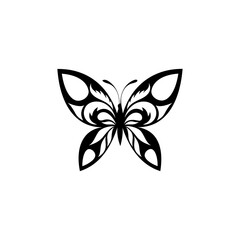 Butterfly tattoo designs  Silhouette icons isolated on white background vector