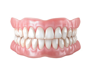 Fototapeta premium Perfect Artificial Teeth: A stunningly realistic image of complete dentures showcases a set of perfect, white teeth, an emblem of dental health.