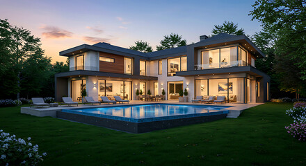 Premium real estate showcasing villa style architecture