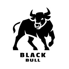 Silhouette of an aggressive bull.