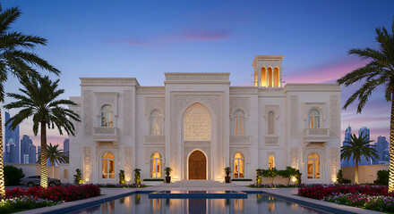 Obraz premium Magnificent luxury property exterior with elegant design