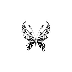 Butterfly tattoo designs  Silhouette icons isolated on white background vector