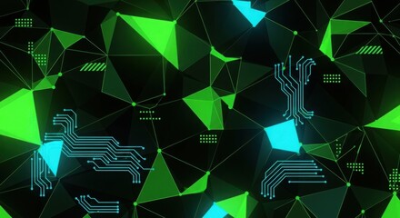 Abstract technology background with circuit board and geometric shapes