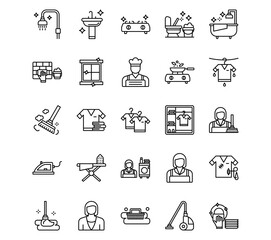 Cleaning and Dusting Line Vector Icons