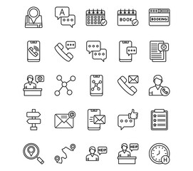Contact Us Line Vector Icons