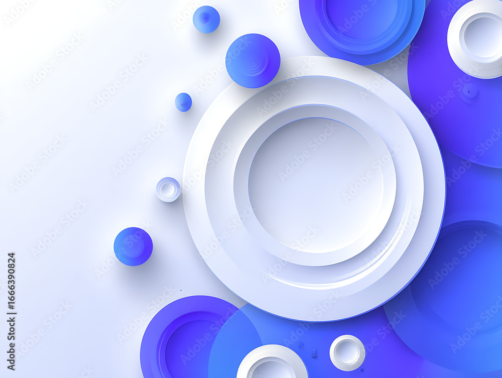 Fototapete abstract vector illustration with light blue and white background showing overlapping circles in dif