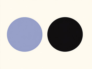 Abstract vector illustration with light blue and white background showing overlapping circles in different sizes, minimalist flat design with simple line drawing and modern geometric pattern.