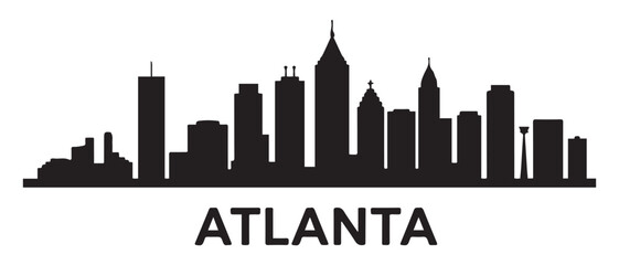 Obraz premium ATLANTA GEORGIA City Skyline Silhouette Cityscape Vector. Vector black silhouette. with white background