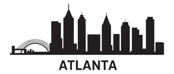 Fototapeta premium ATLANTA GEORGIA City Skyline Silhouette Cityscape Vector. Vector black silhouette. with white background