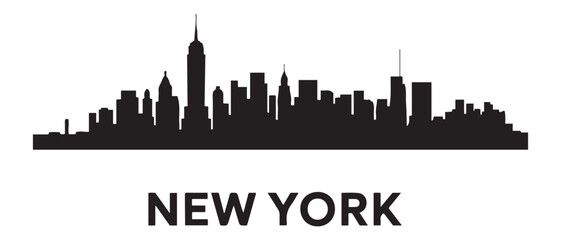 Obraz premium NEW YORK City Skyline Silhouette Cityscape Vector. Vector black silhouette. with white background