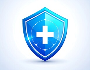 Obraz premium Shiny blue shield with medical cross