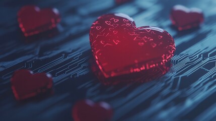 Digital Love Connection - Abstract Heart Circuitry