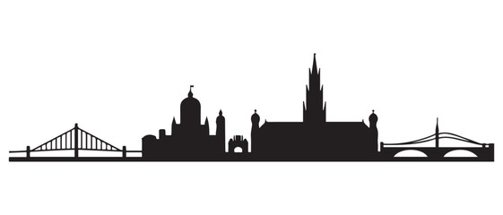 Naklejka premium LEIPZIG Saxonia Germany City Skyline Vector. Vector black silhouette. with white background