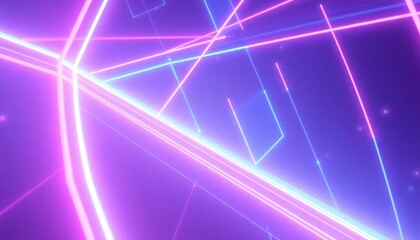 Dynamic abstract background featuring glowing neon lines in purple, pink, and blue. Creates a futuristic, energetic digital aesthetic for tech, music, or events.