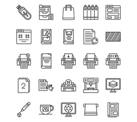 Fototapeta premium Printing Line Vector Icons