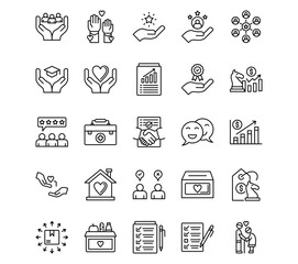 Charity Line Vector Icons