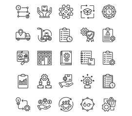 Operations Management Line Vector Icons
