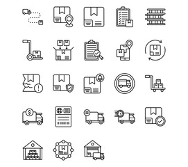 Order Fulfilment Line Vector Icons