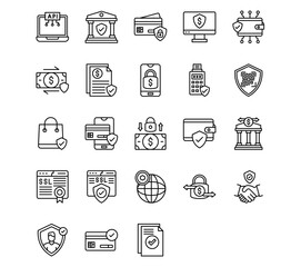 Safe Payment Line Vector Icons