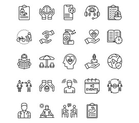 Elderly Care Line Vector Icons