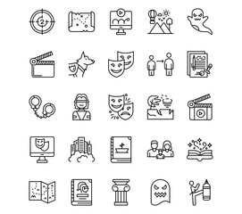 Movie Genres Line Vector Icons
