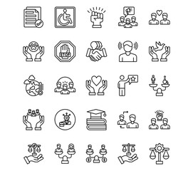 Social Justice Line Vector Icons