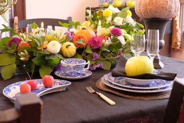 Halloween table setting for a dinner
