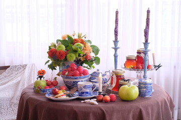table setting for Halloween party
