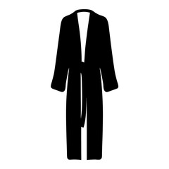 Elegant black silhouette of a bathrobe with tie, isolated on white