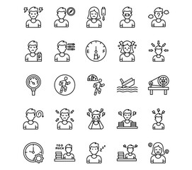 Fototapeta premium Burnout Line Vector Icons
