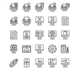 d Printing Line Vector Icons