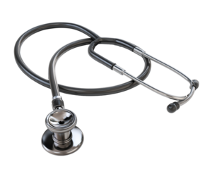 Medical stethoscope instrument on a light tone