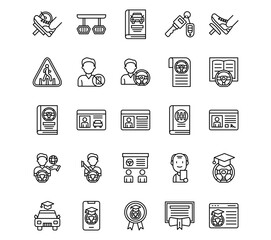 Driving School Line Vector Icons