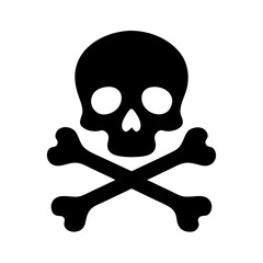 Classic skull and crossbones symbol representing danger and mortality, isolated on white