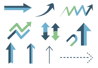 Dynamic arrows collection for professional presentations and modern infographics design projects, conveying growth