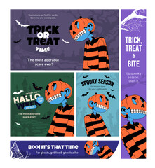 Spooky Skeleton with Lantern Head – Halloween Character Illustration