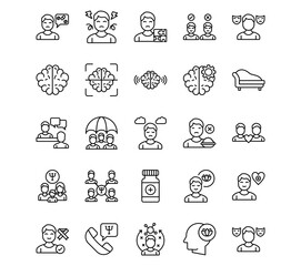 Psychiatry Line Vector Icons