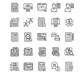 Fototapeta premium Fake News Line Vector Icons
