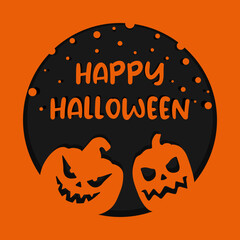 Halloween greeting card with pumpkins. Printable greeting cards illustration. Design for Halloween