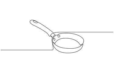 Continuous one line drawing of Pan kitchen concept vector illustration. Editable outline 