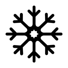 Simple Black Snowflake Illustration on a White Background with Rounded Features