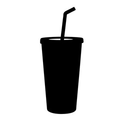 Silhouette of a cup with a lid and a straw illustration