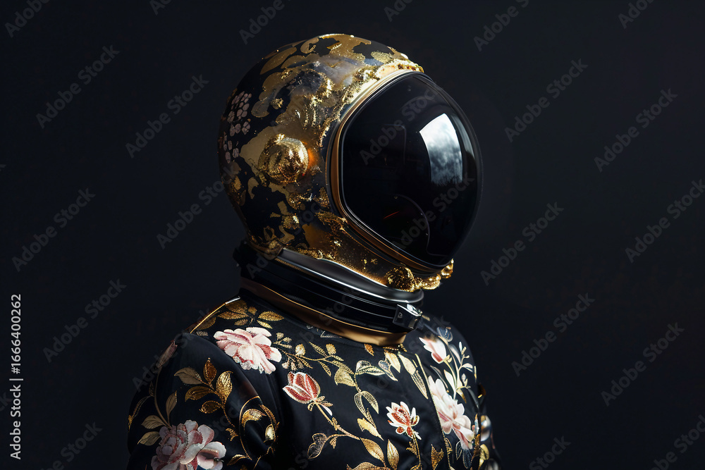 Aufkleber image of cosmonaut in a protective spacesuit made generative ai