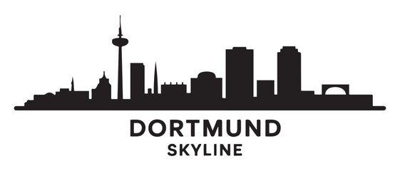 Fototapeta premium Dortmund Skyline Cityscape. Vector black silhouette. with white background